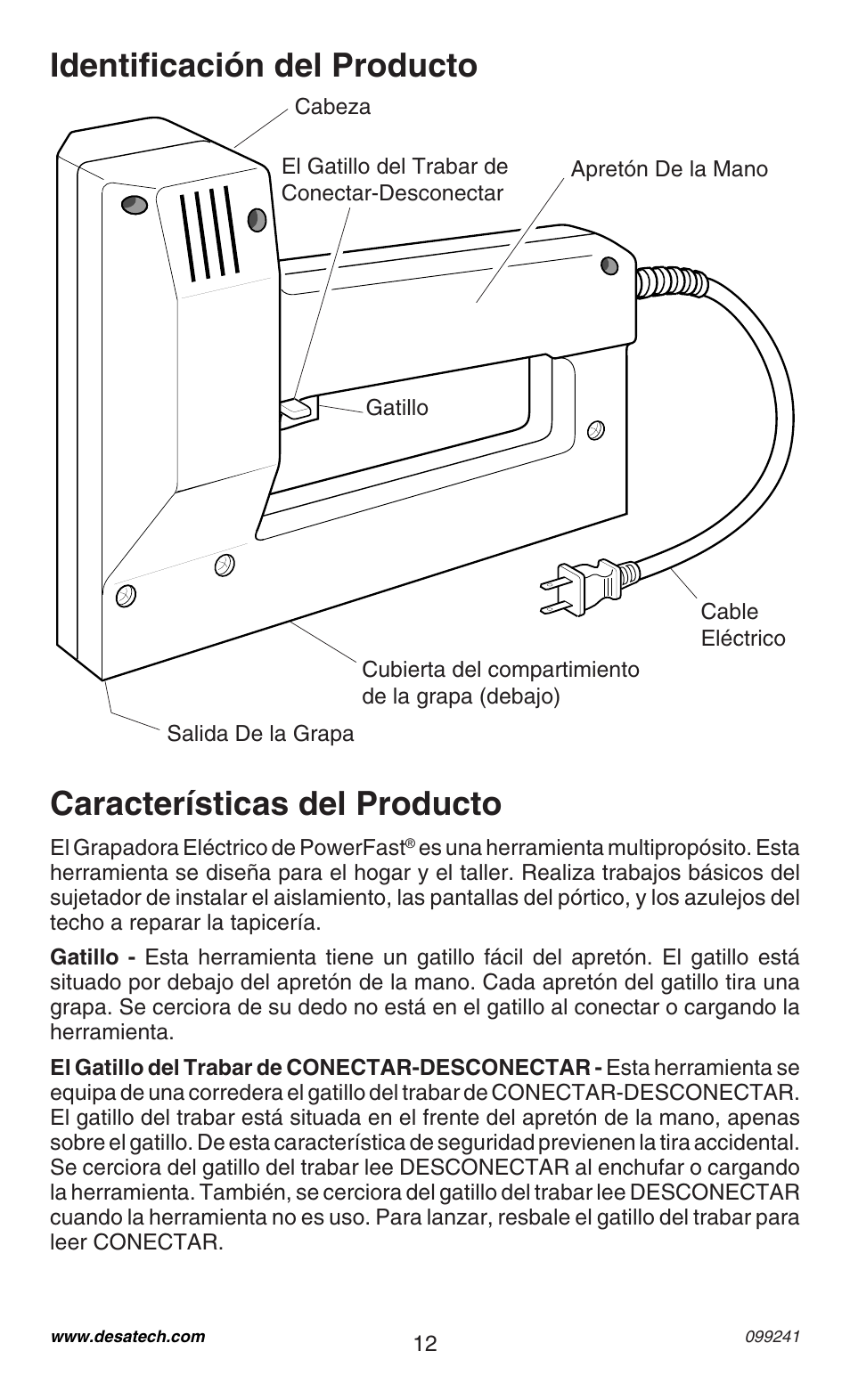 Identificación del producto, Características del producto | Desa 34392 User Manual | Page 12 / 24