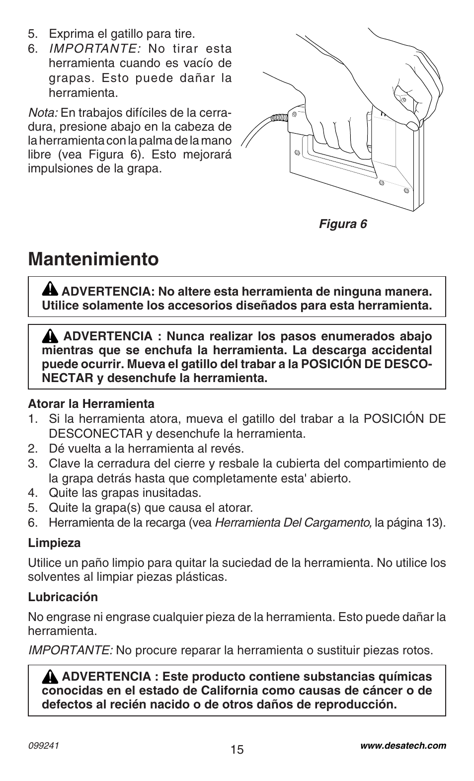 Mantenimiento | Desa 34392 User Manual | Page 15 / 24