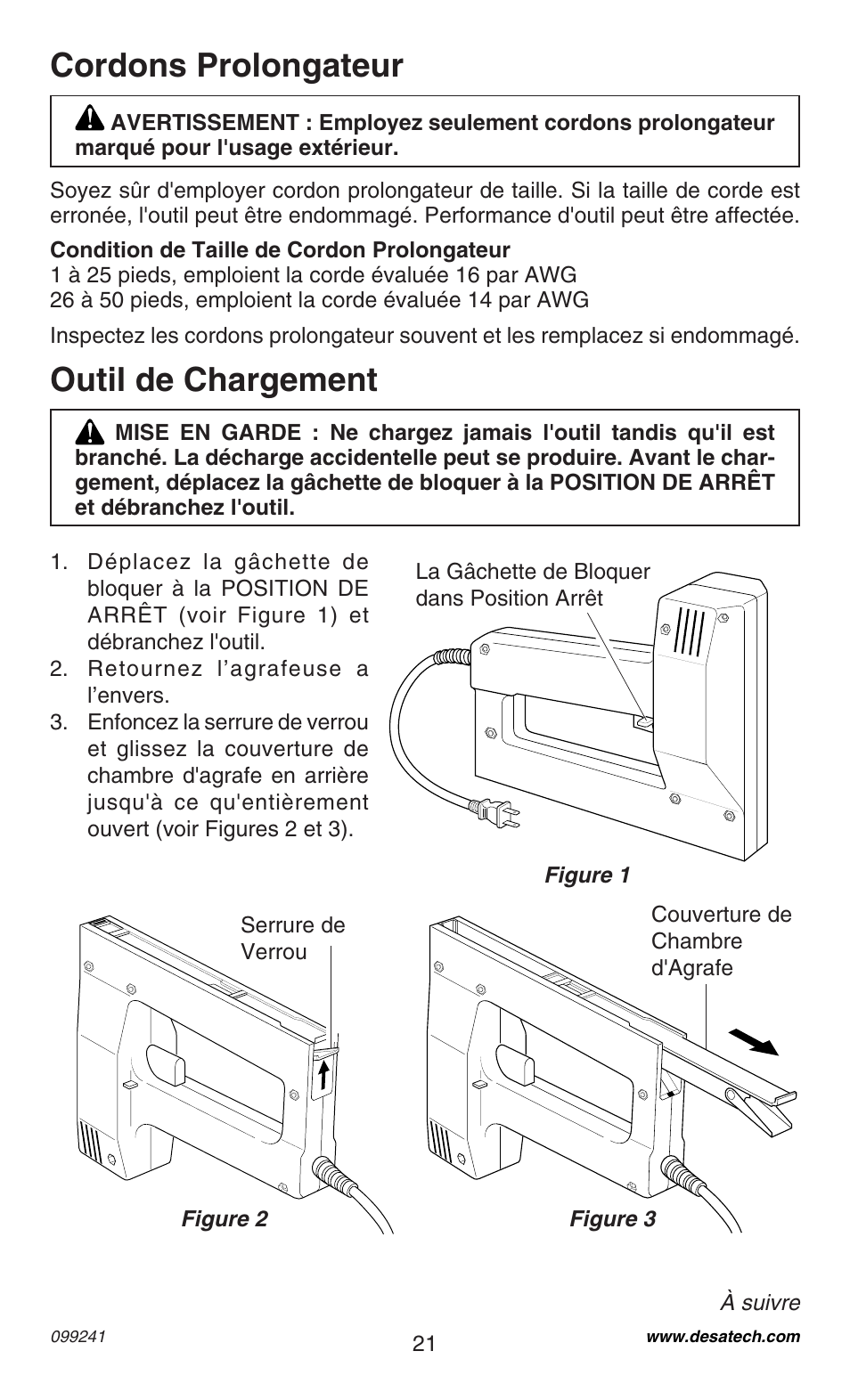 Outil de chargement, Cordons prolongateur | Desa 34392 User Manual | Page 21 / 24