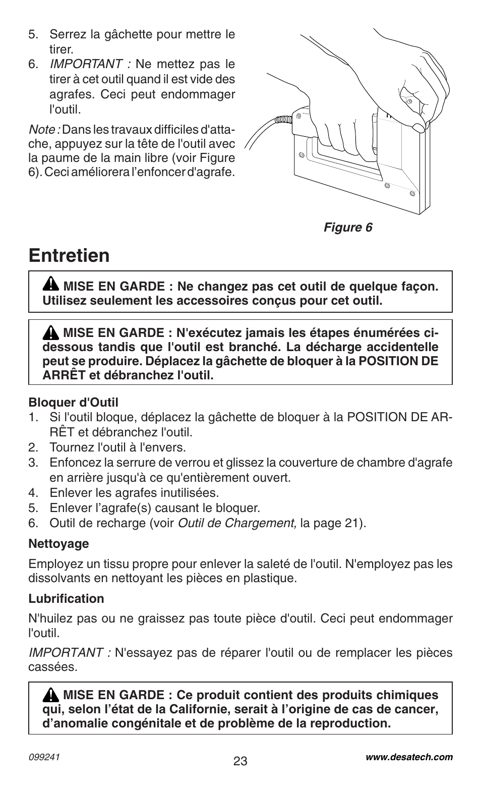 Entretien | Desa 34392 User Manual | Page 23 / 24