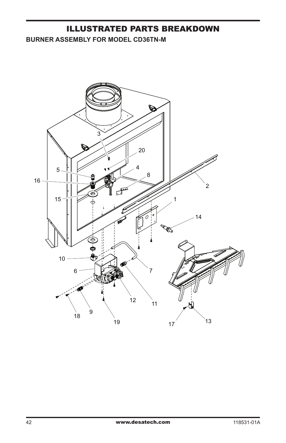 Illustrated parts breakdown | Desa CD36TN-M User Manual | Page 42 / 44