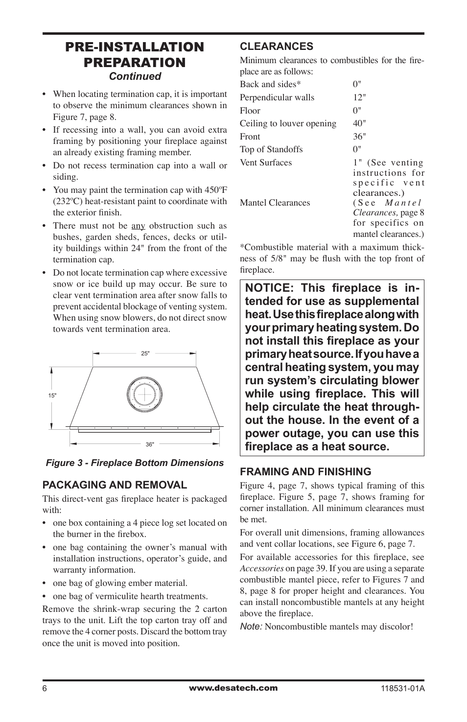 Pre-installation preparation | Desa CD36TN-M User Manual | Page 6 / 44