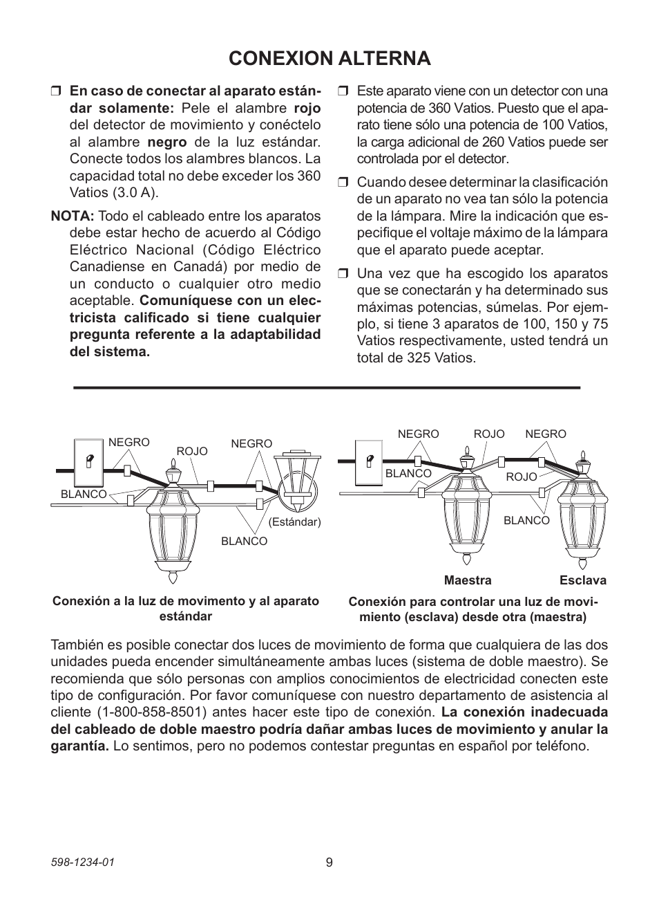 Conexion alterna | Desa DUALBRITE 4291 User Manual | Page 9 / 20