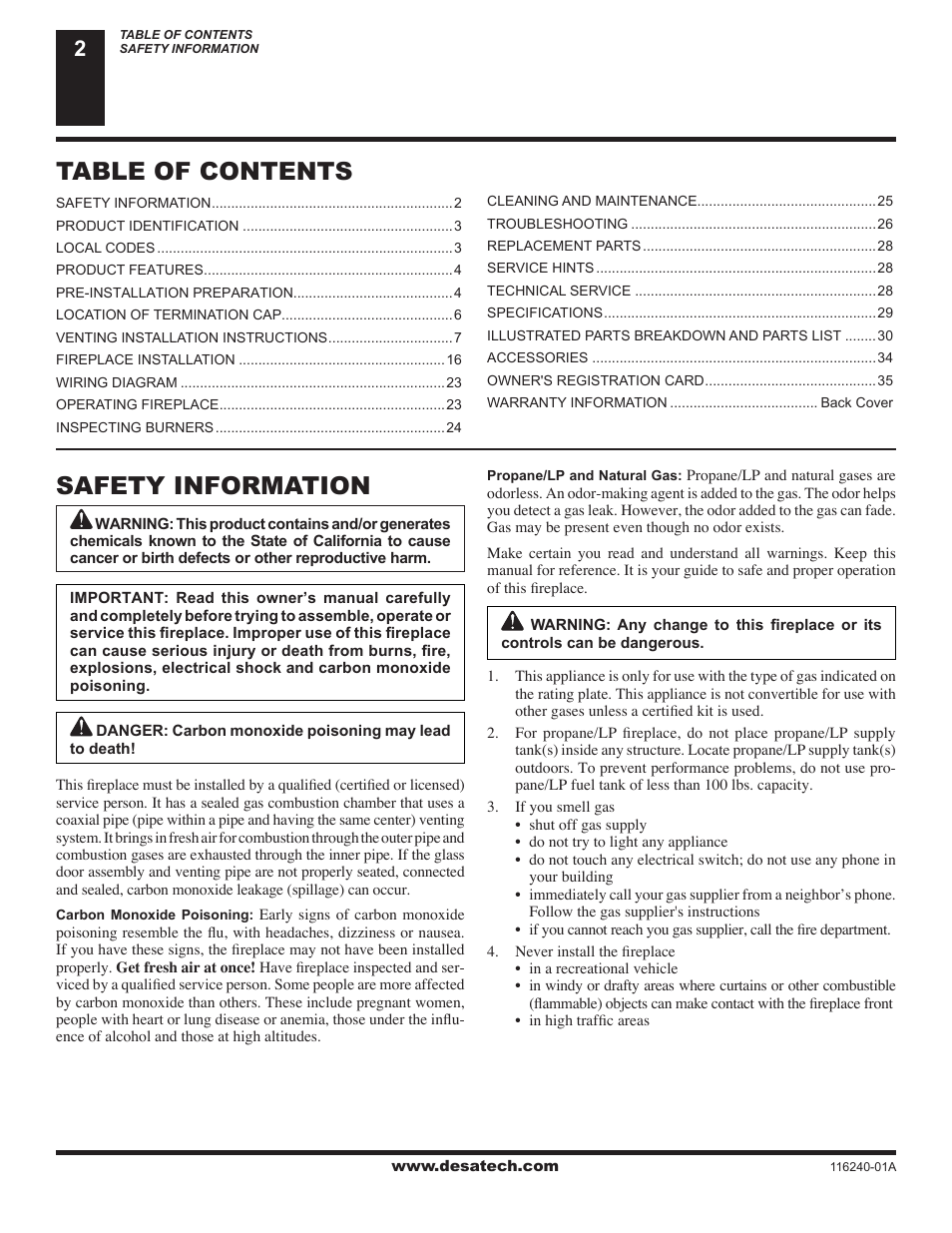 Desa (V)KC42NE Series User Manual | Page 2 / 38