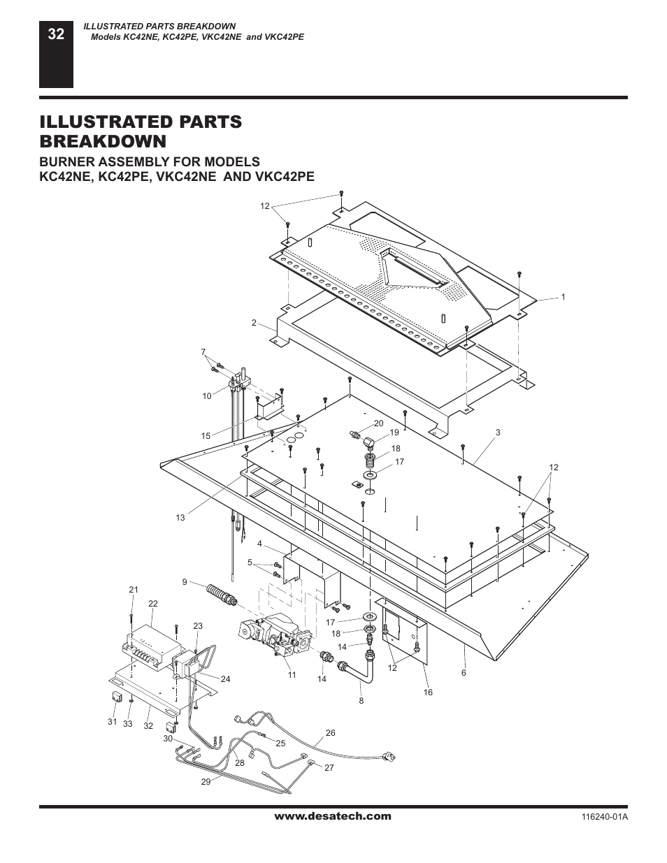 Illustrated parts breakdown | Desa (V)KC42NE Series User Manual | Page 32 / 38