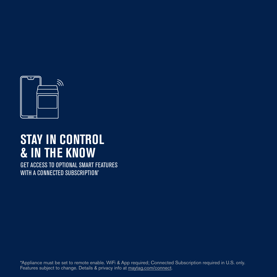 Stay in control & in the know | Maytag 27 Inch Electric Smart Dryer Quick Connect Guide User Manual | Page 2 / 14