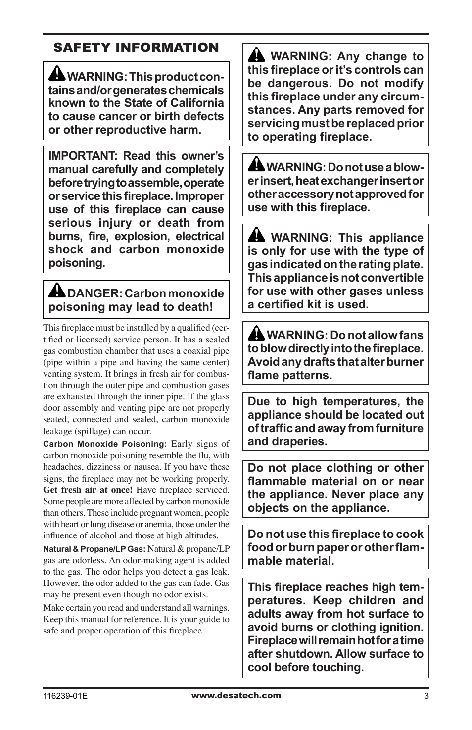 Safety information | Desa (V)KC42N Series User Manual | Page 3 / 44