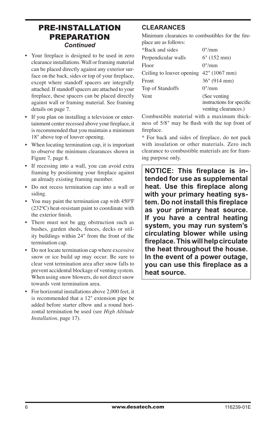Pre-installation preparation | Desa (V)KC42N Series User Manual | Page 6 / 44
