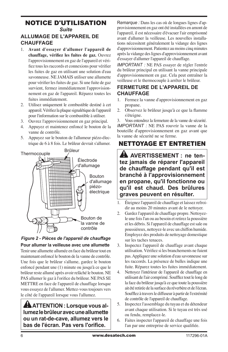 Nettoyage et entretien, Notice d'utilisation | Desa 35-R User Manual | Page 30 / 36