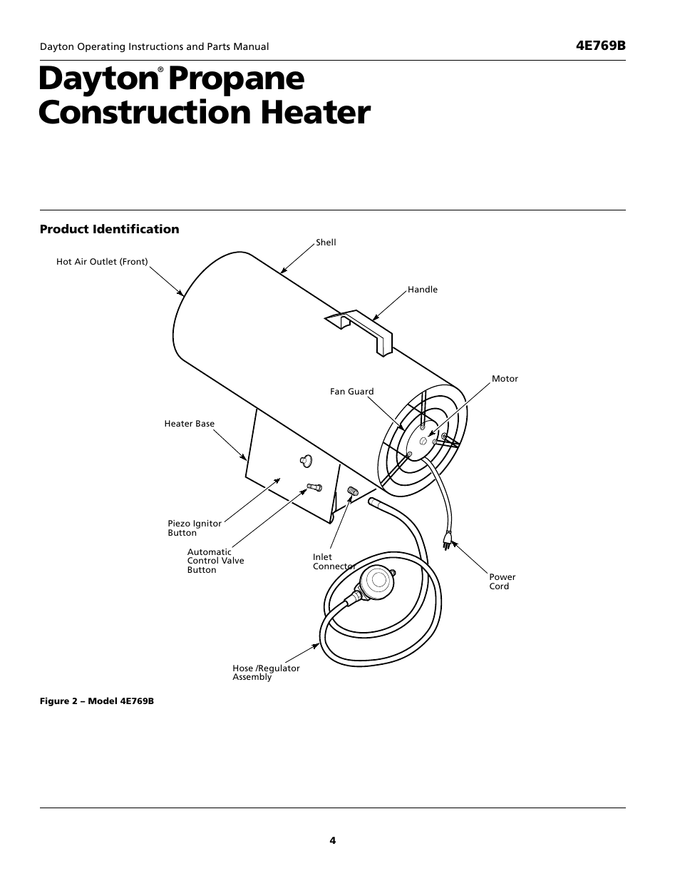 Dayton propane construction heater | Desa 4E769B User Manual | Page 4 / 16