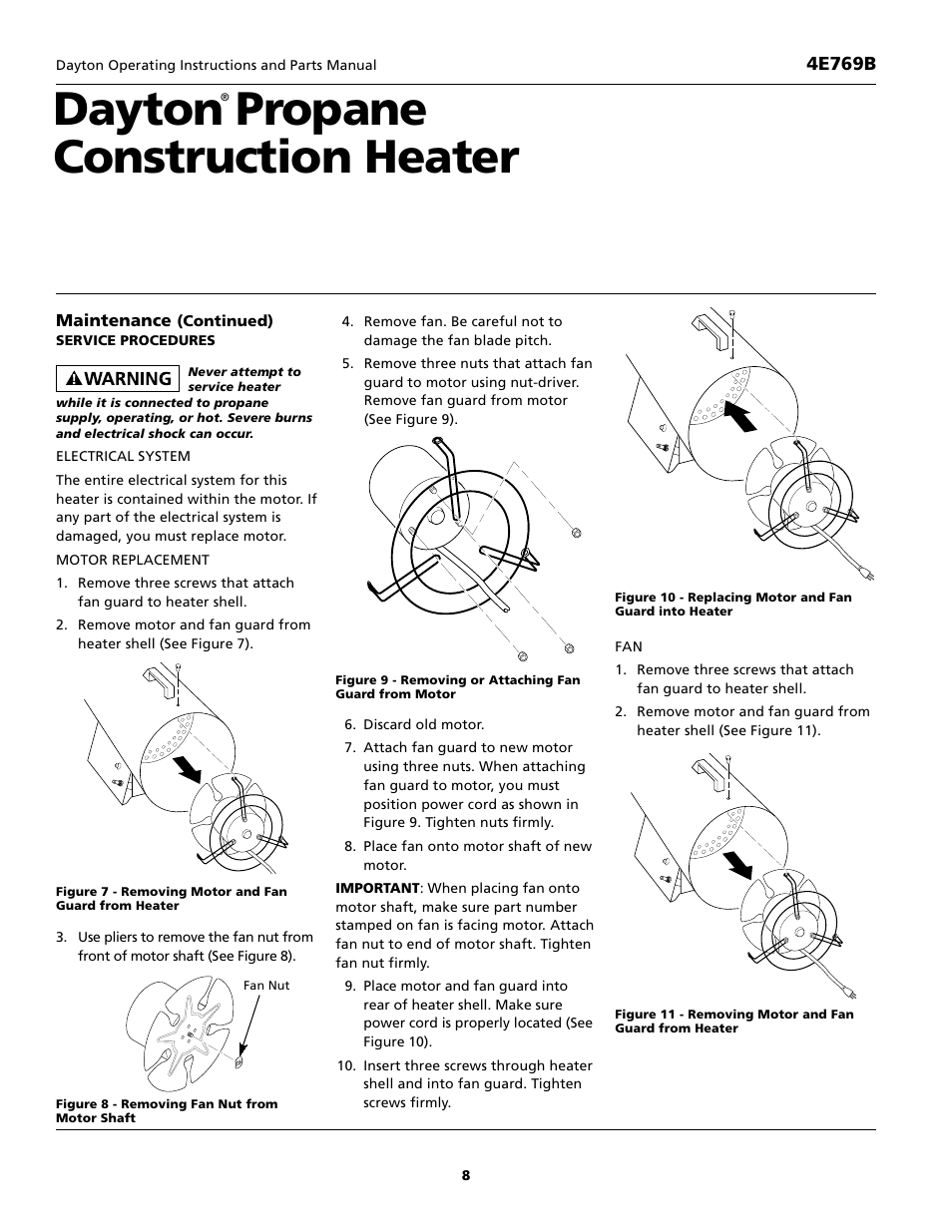 Dayton propane construction heater, 4e769b | Desa 4E769B User Manual | Page 8 / 16