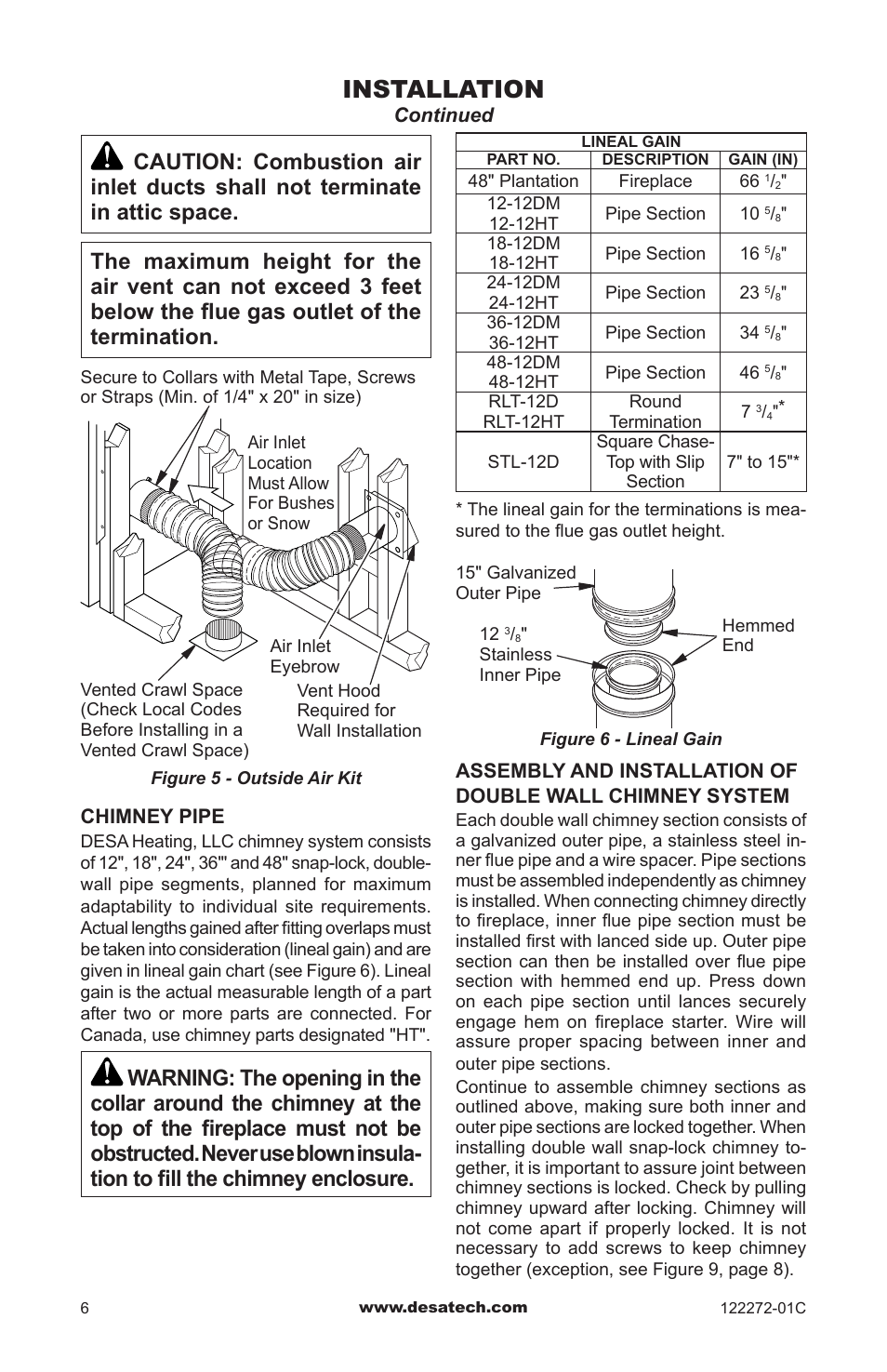 Installation | Desa F48H(i)(R) User Manual | Page 6 / 20