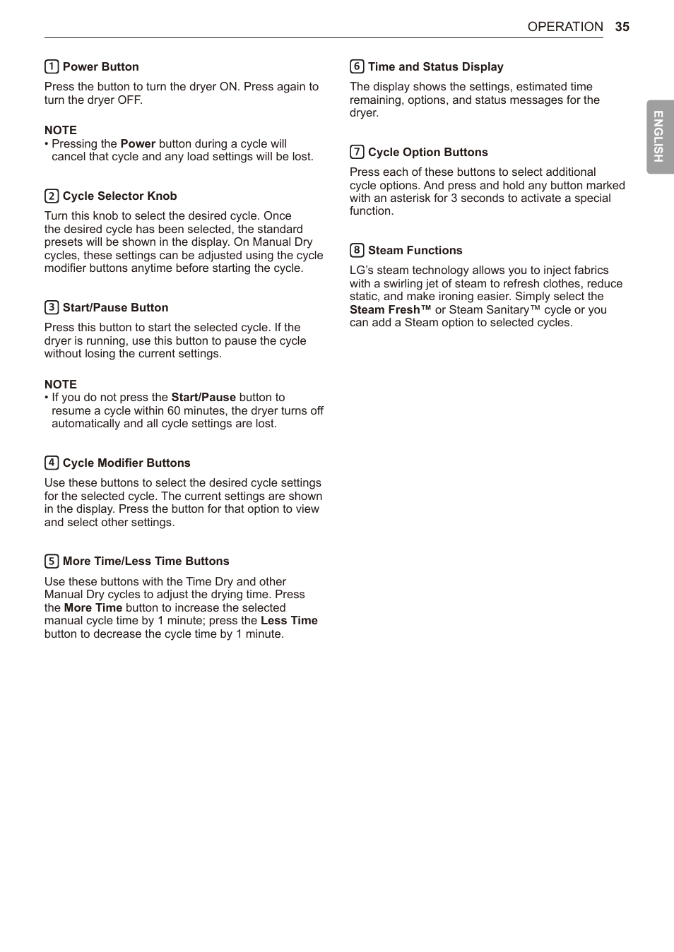 LG TurboSteam Series 27 Inch Electric Dryer User Manual and Installation Guide User Manual | Page 35 / 124