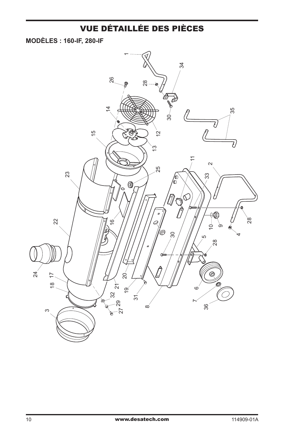 Vue détaillée des pièces | Desa 280-IF User Manual | Page 42 / 48
