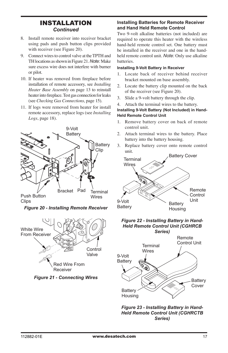 Installation | Desa VGL18NRA User Manual | Page 17 / 32