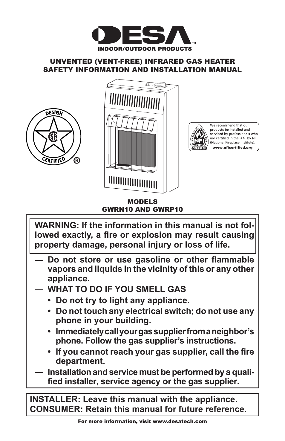 Desa GWRP10 User Manual | 24 pages