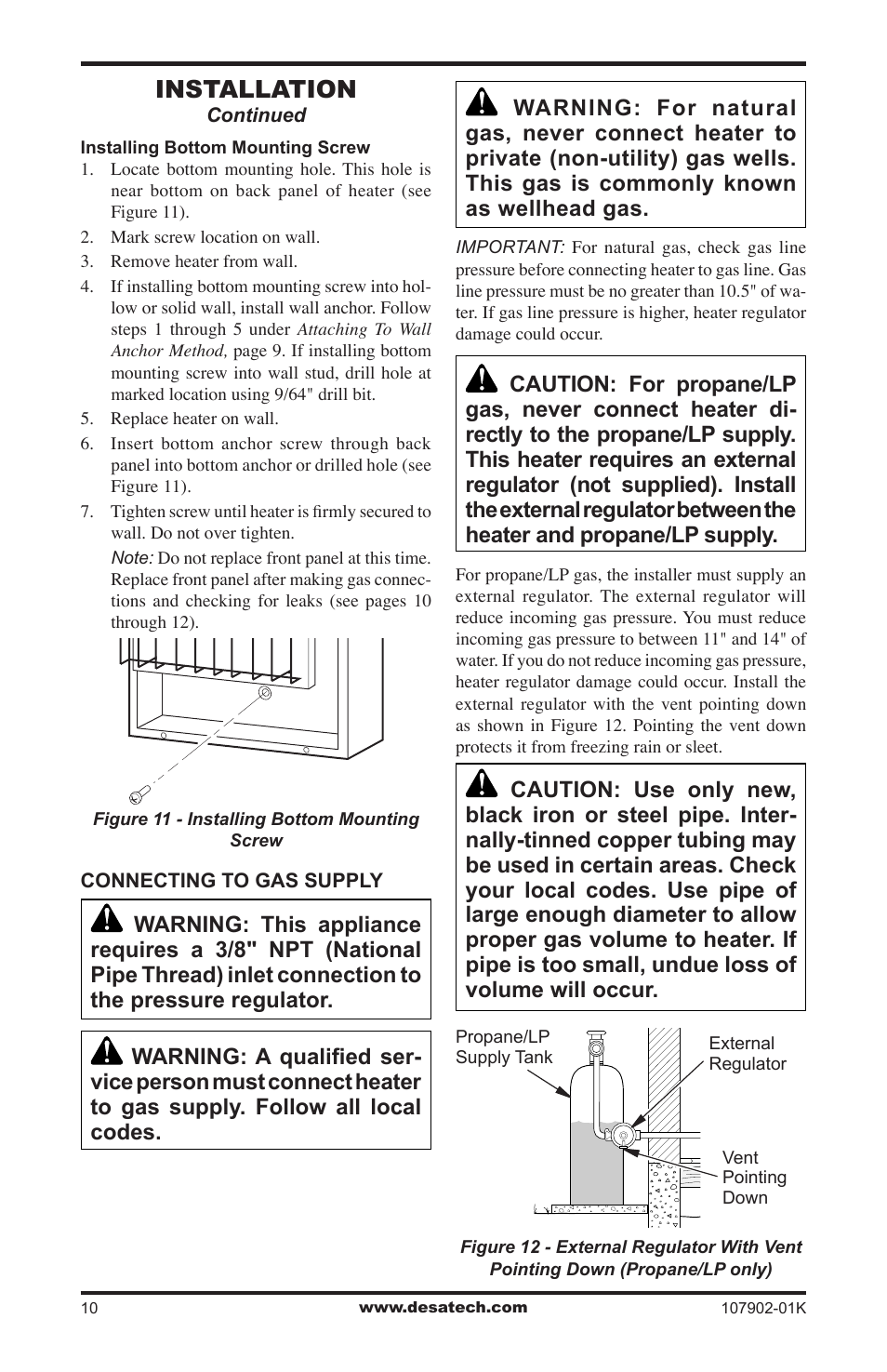 Installation | Desa GWRP10 User Manual | Page 10 / 24