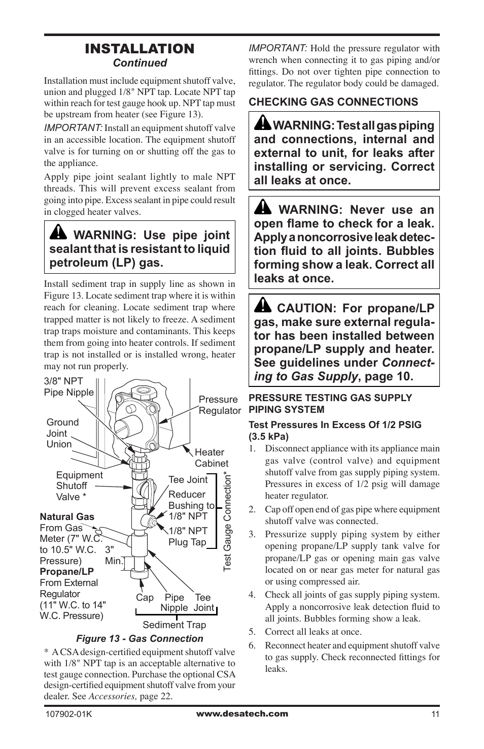 Installation | Desa GWRP10 User Manual | Page 11 / 24