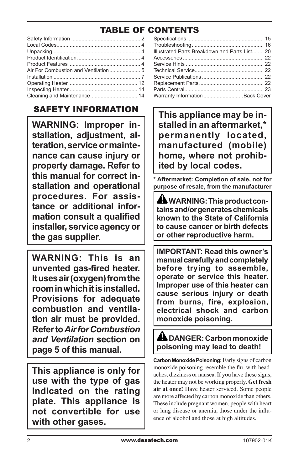 Desa GWRP10 User Manual | Page 2 / 24