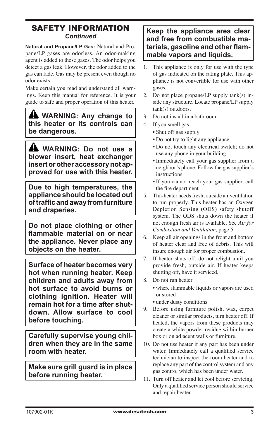 Safety information | Desa GWRP10 User Manual | Page 3 / 24