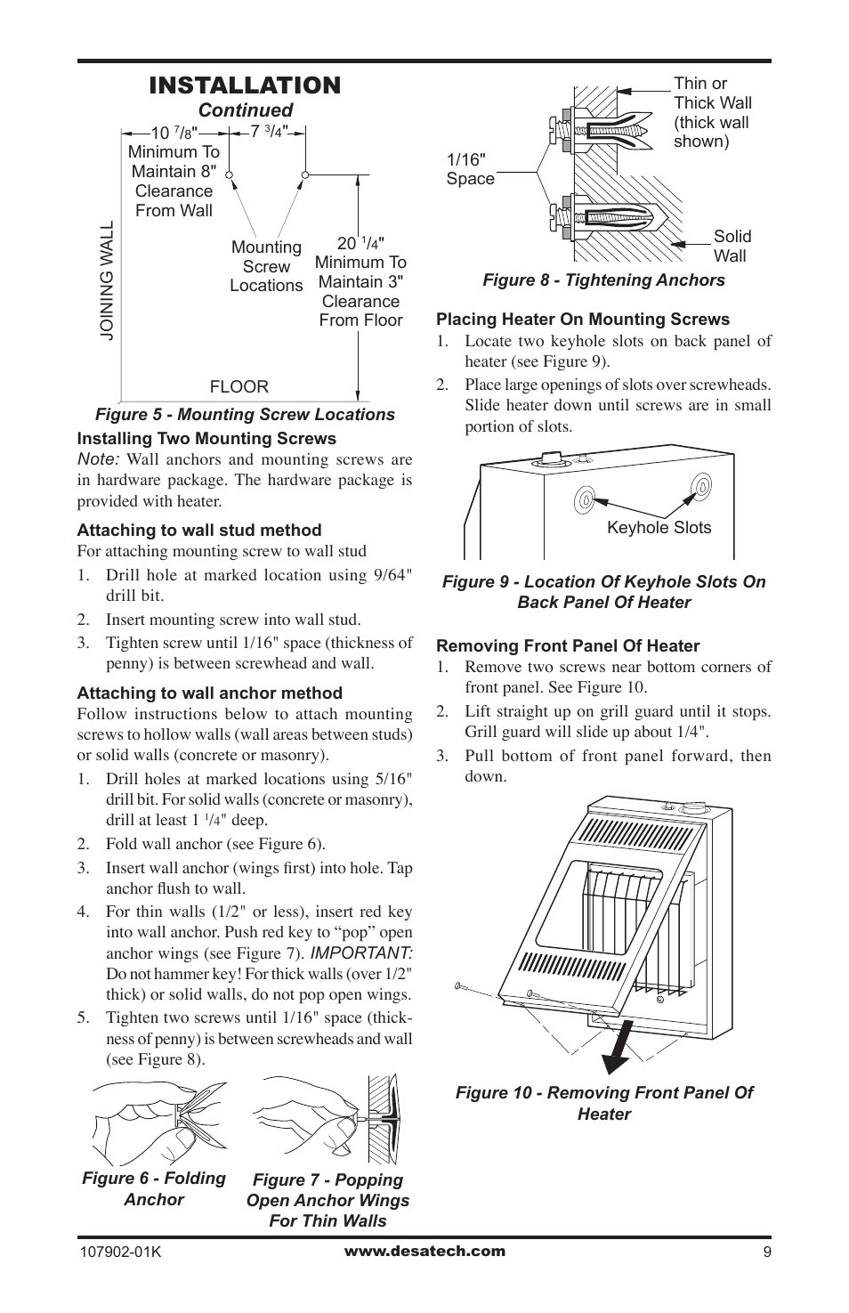 Installation | Desa GWRP10 User Manual | Page 9 / 24