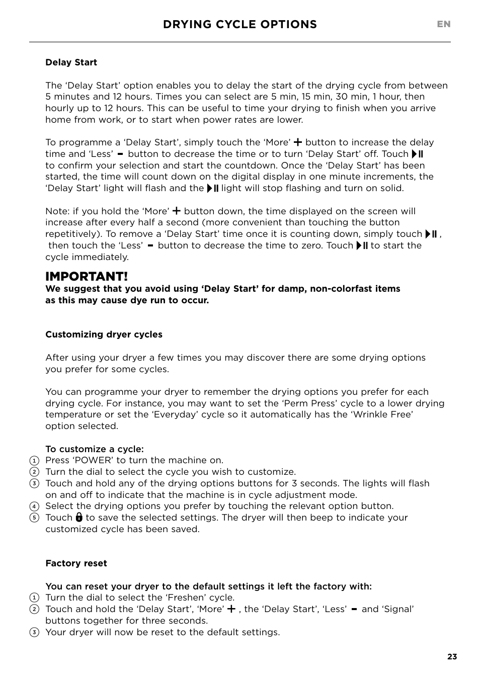 Important | Fisher & Paykel 24 Inch Condensing Dryer Install Guide User Manual | Page 25 / 84