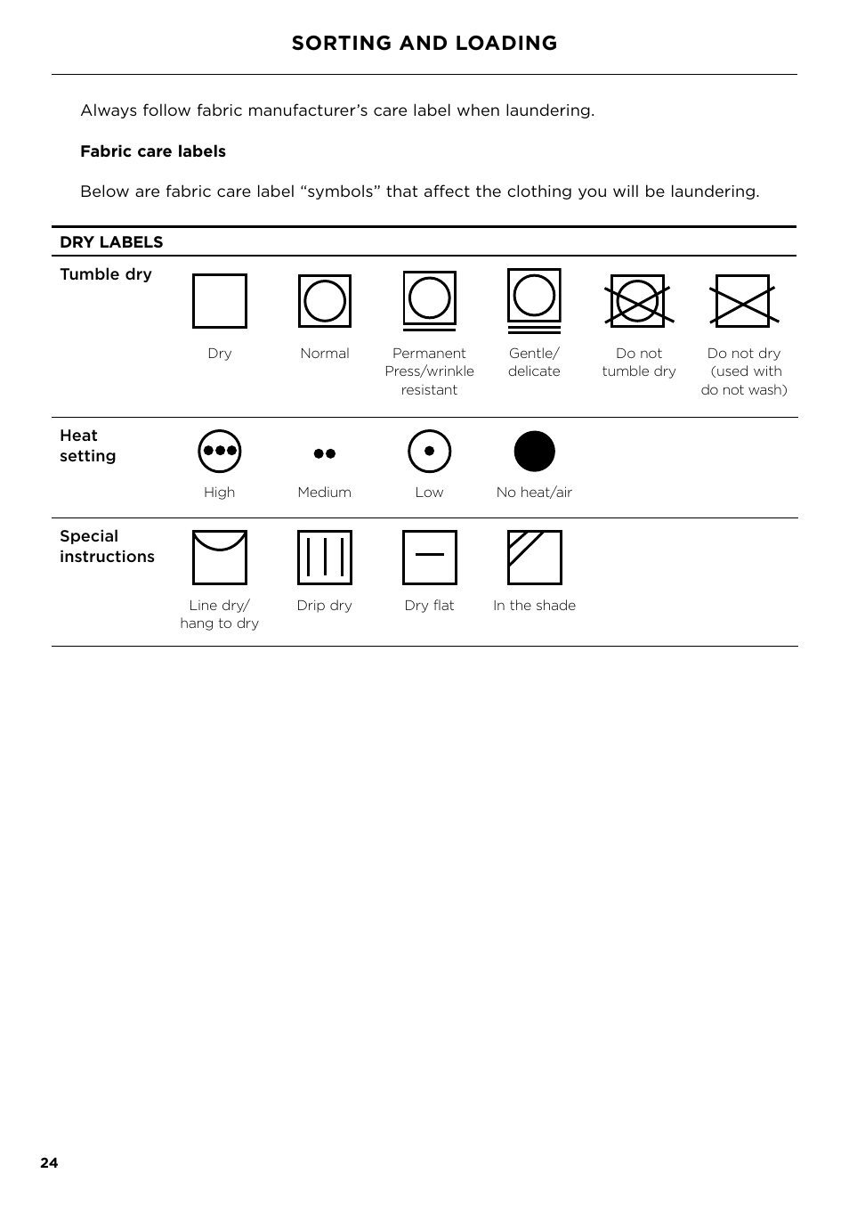 Sorting and loading | Fisher & Paykel 24 Inch Condensing Dryer Install Guide User Manual | Page 26 / 84