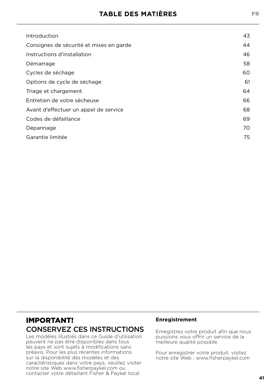 Fisher & Paykel 24 Inch Condensing Dryer Install Guide User Manual | Page 43 / 84