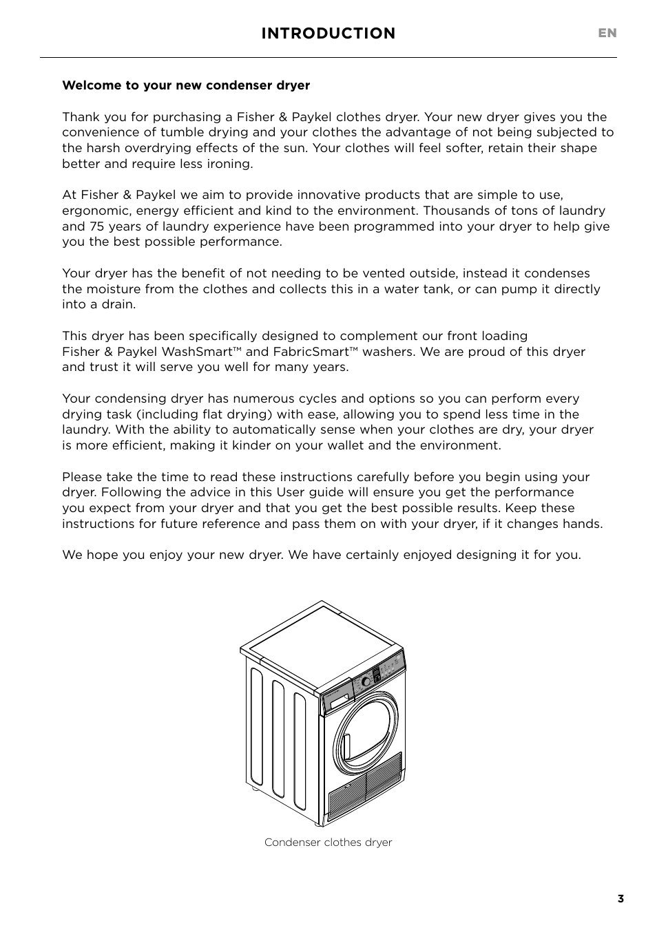 Introduction, Introduction 3 | Fisher & Paykel 24 Inch Condensing Dryer Install Guide User Manual | Page 5 / 84