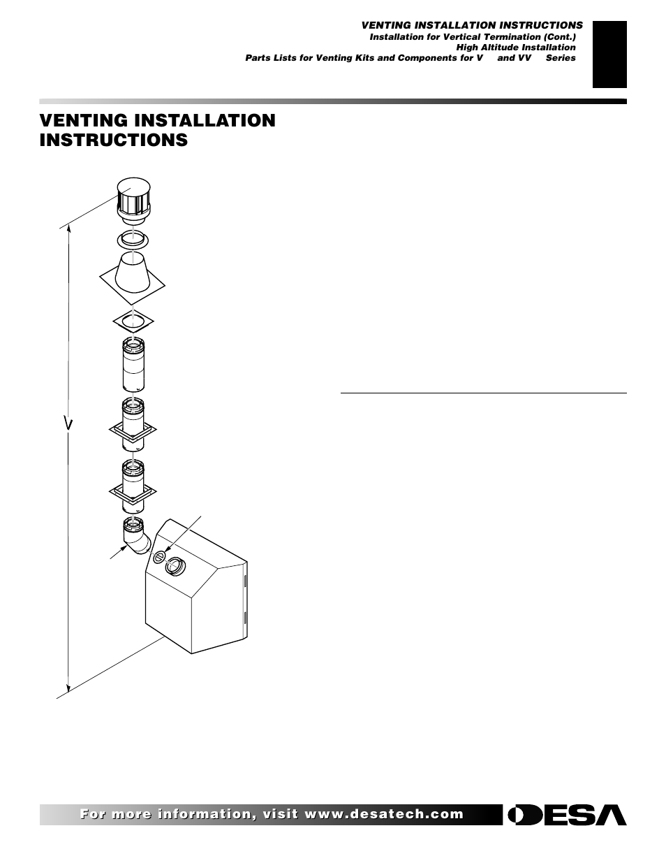 Venting installation instructions, Continued, High altitude installation | Desa (V)V42ENA(1) User Manual | Page 15 / 38