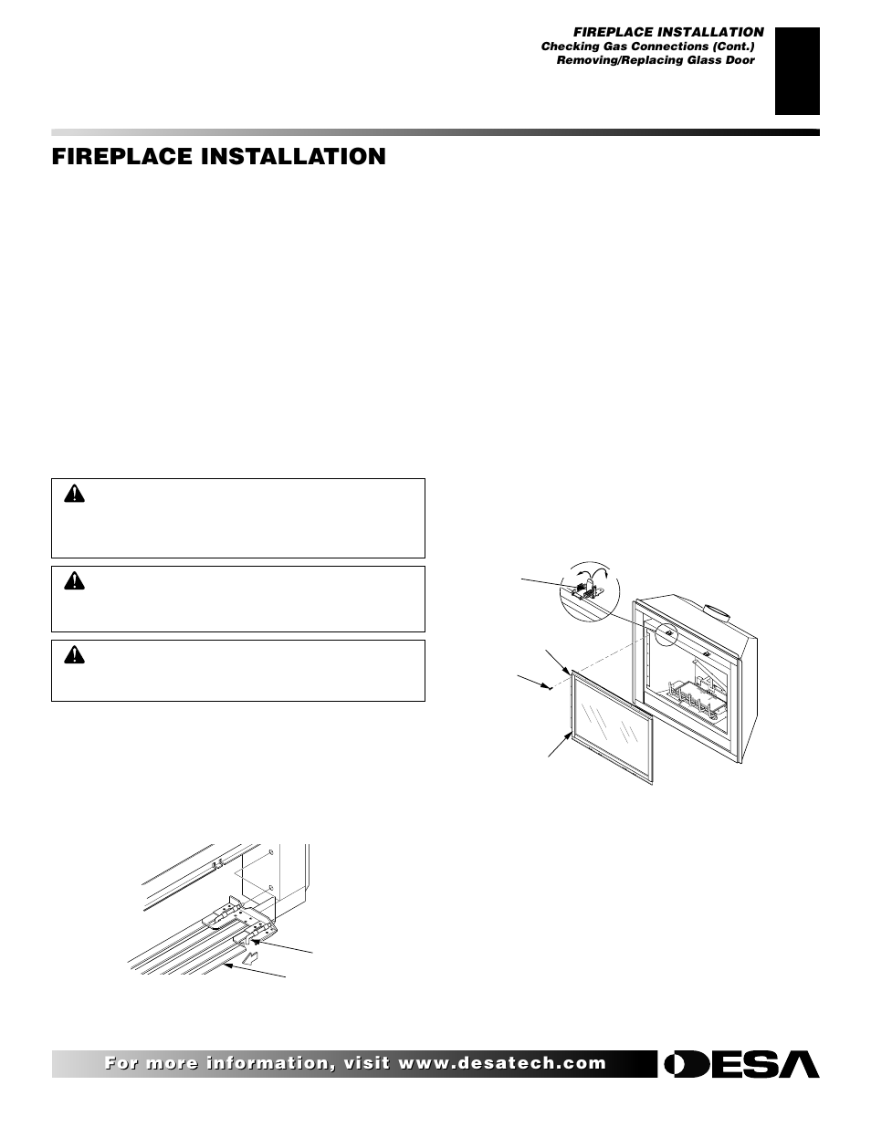 Fireplace installation, Continued | Desa (V)V42ENA(1) User Manual | Page 21 / 38