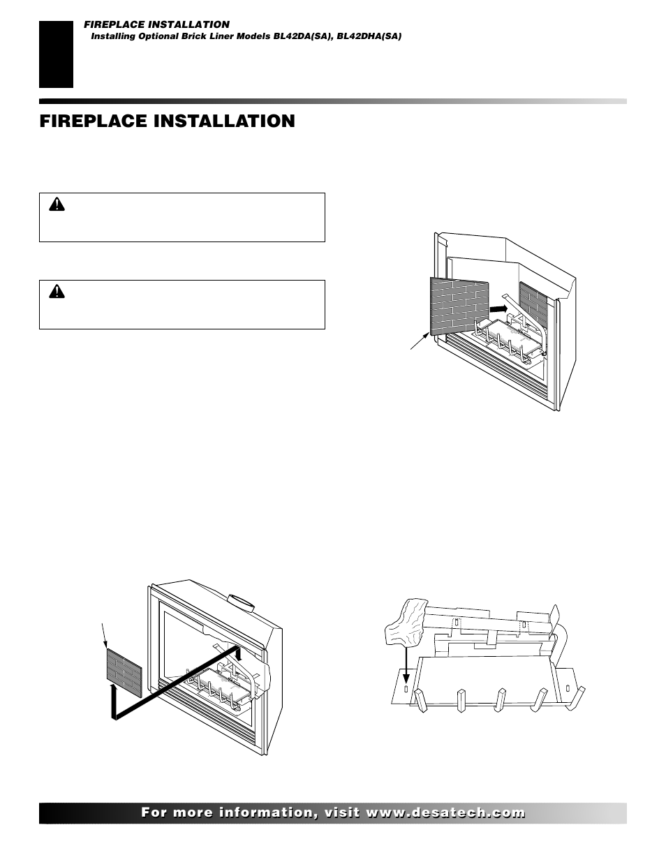 Fireplace installation | Desa (V)V42ENA(1) User Manual | Page 22 / 38