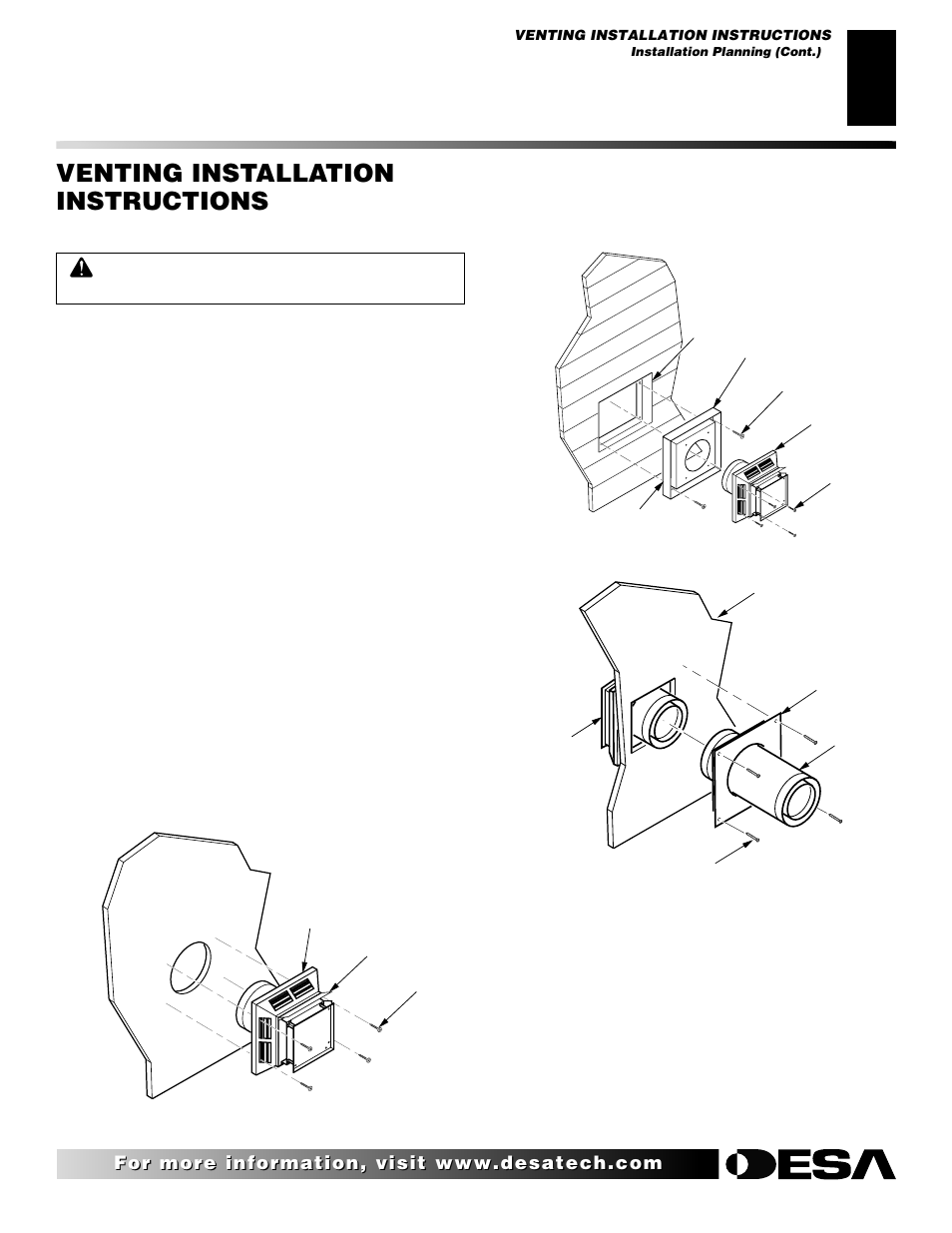 Venting installation instructions, Continued | Desa (V)V42ENA(1) User Manual | Page 9 / 38