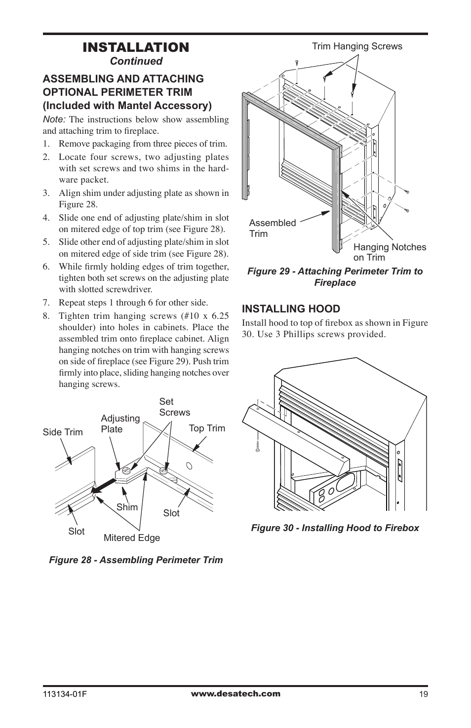 Installation | Desa VTGF33NRB User Manual | Page 19 / 40