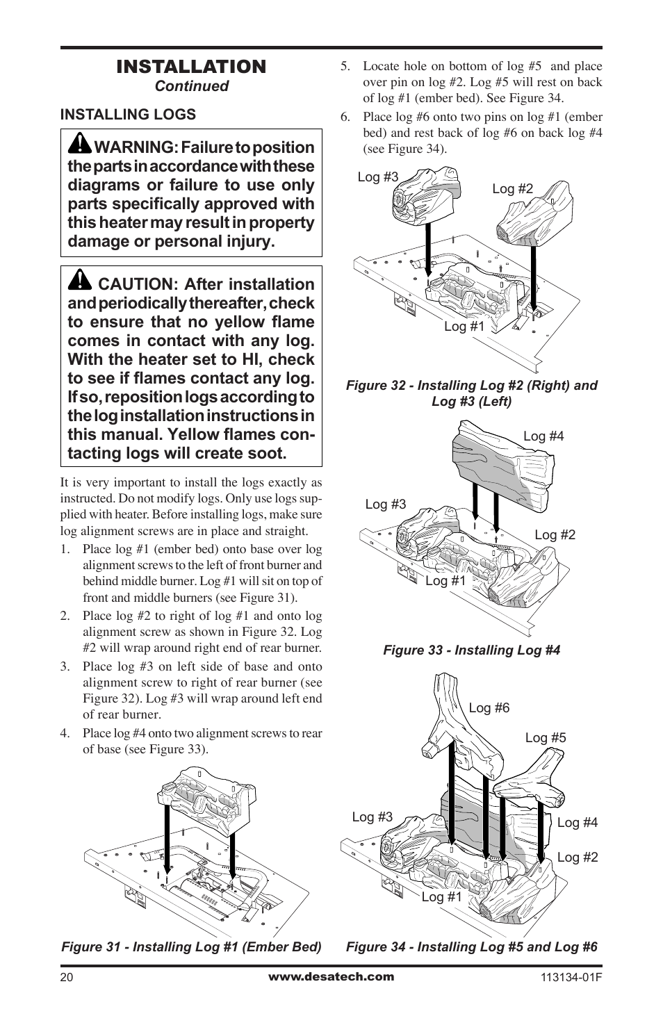 Installation | Desa VTGF33NRB User Manual | Page 20 / 40