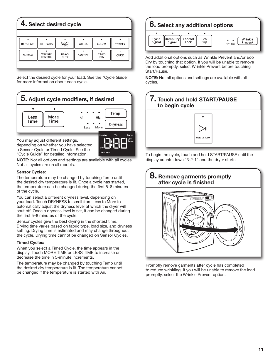 Amana 27 Inch Front Load Electric Dryer Owner Manual User Manual | Page 11 / 36