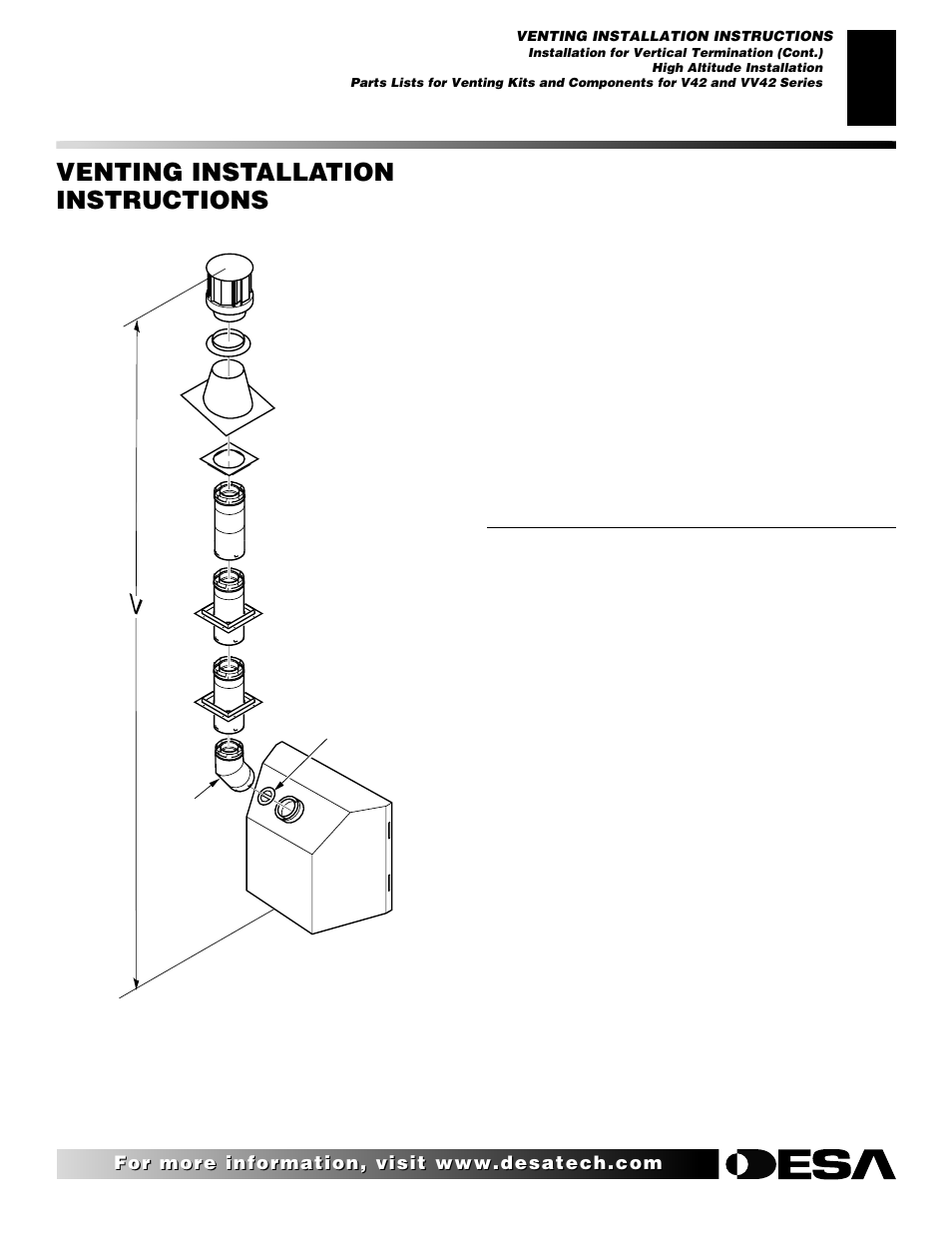 Venting installation instructions, Continued, High altitude installation | Desa CHDV42NRA User Manual | Page 15 / 42