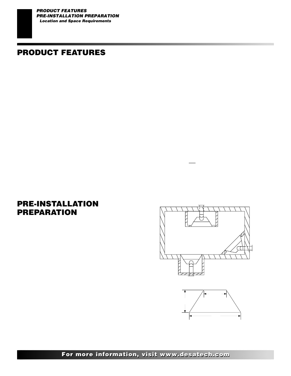 Product features, Pre-installation preparation | Desa CHDV42NRA User Manual | Page 4 / 42