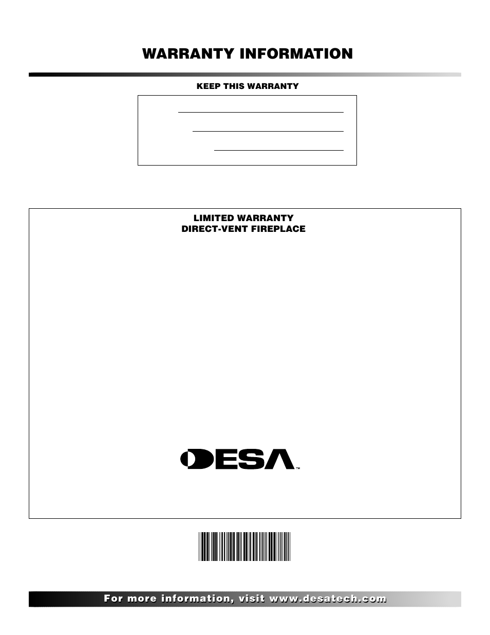 Warranty information | Desa CHDV42NRA User Manual | Page 42 / 42
