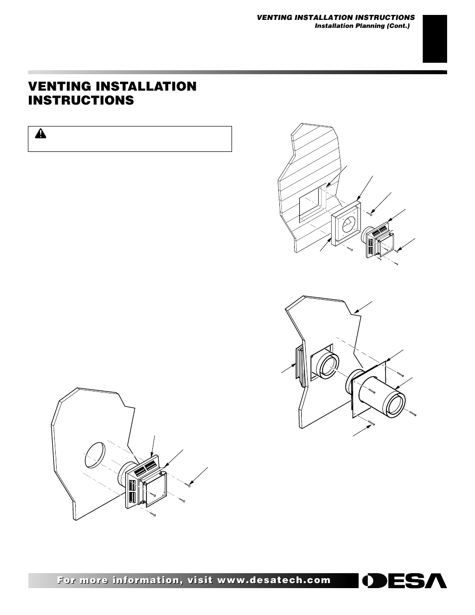 Venting installation instructions, Continued | Desa CHDV42NRA User Manual | Page 9 / 42