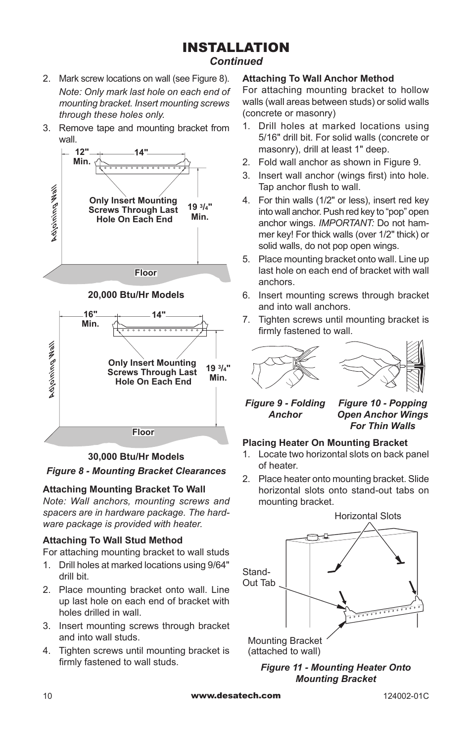 Installation | Desa WMN20A User Manual | Page 10 / 60