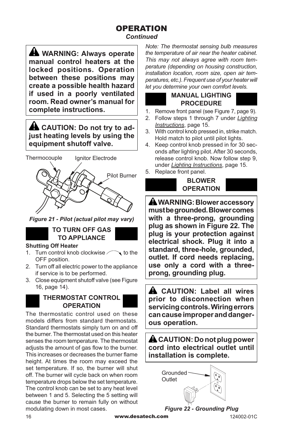 Operation | Desa WMN20A User Manual | Page 16 / 60