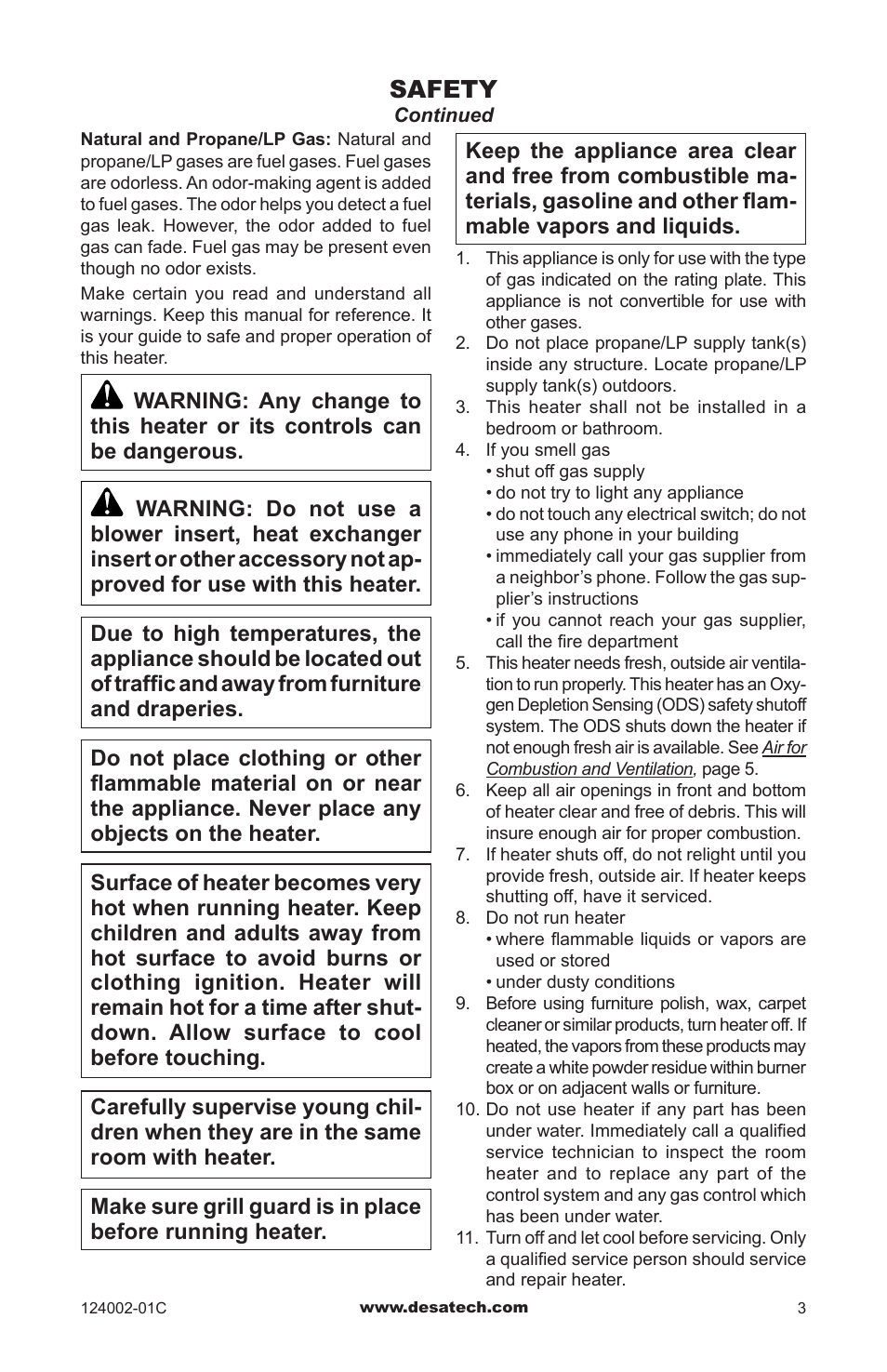 Safety | Desa WMN20A User Manual | Page 3 / 60