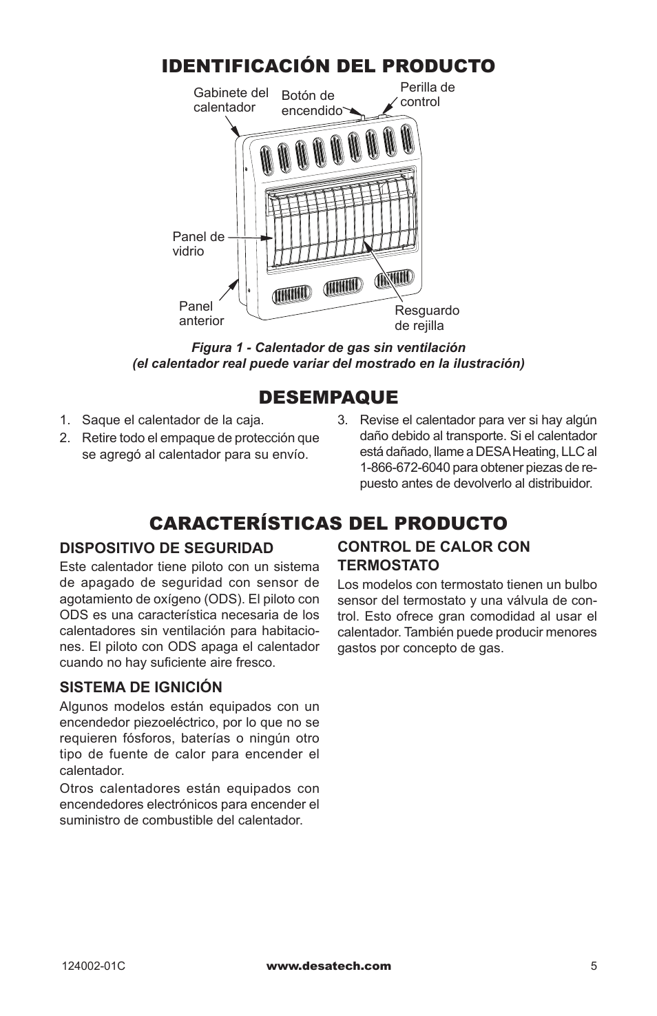 Identificación del producto, Desempaque, Características del producto | Desempaque características del producto | Desa WMN20A User Manual | Page 33 / 60