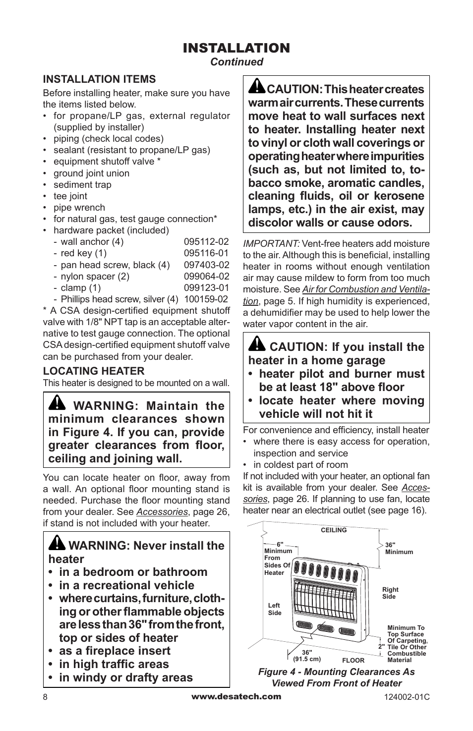 Installation | Desa WMN20A User Manual | Page 8 / 60