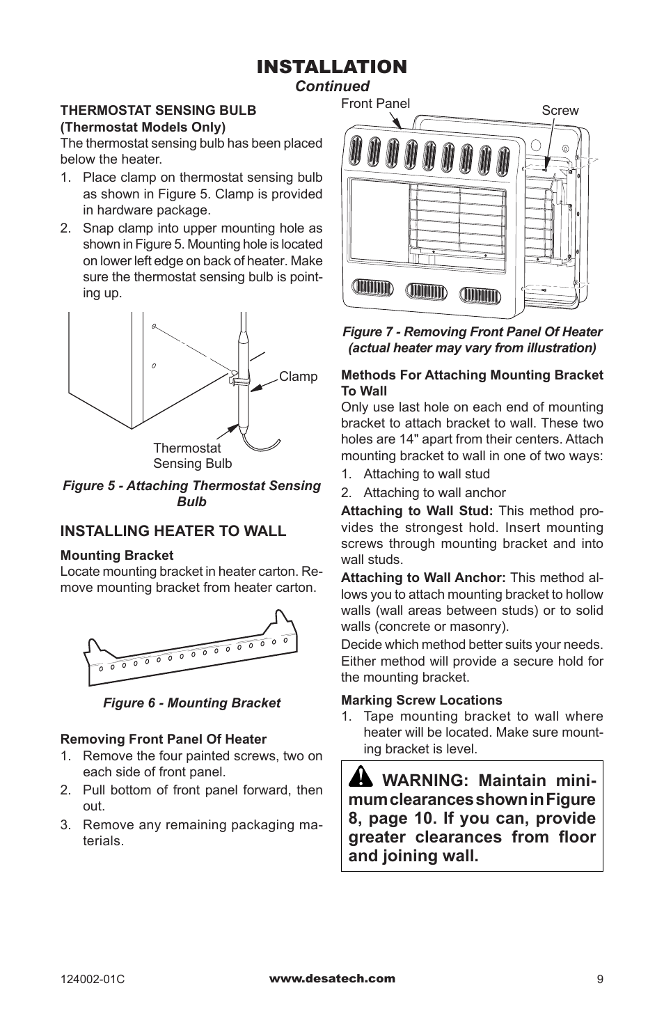 Installation | Desa WMN20A User Manual | Page 9 / 60