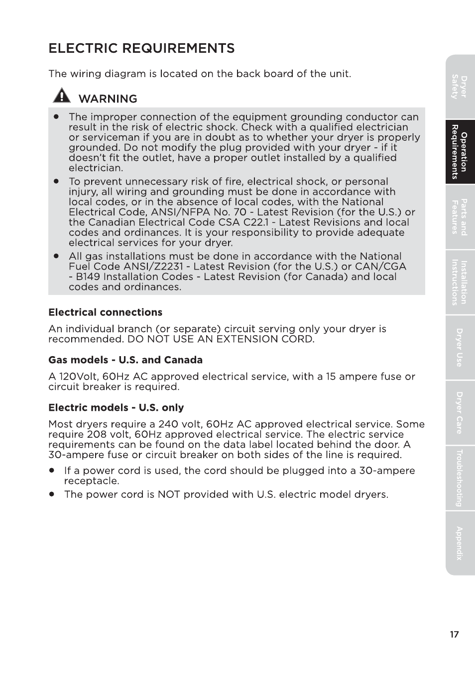 页 17 | MIDEA 27 Inch Electric Dryer Owner's Manual User Manual | Page 17 / 104