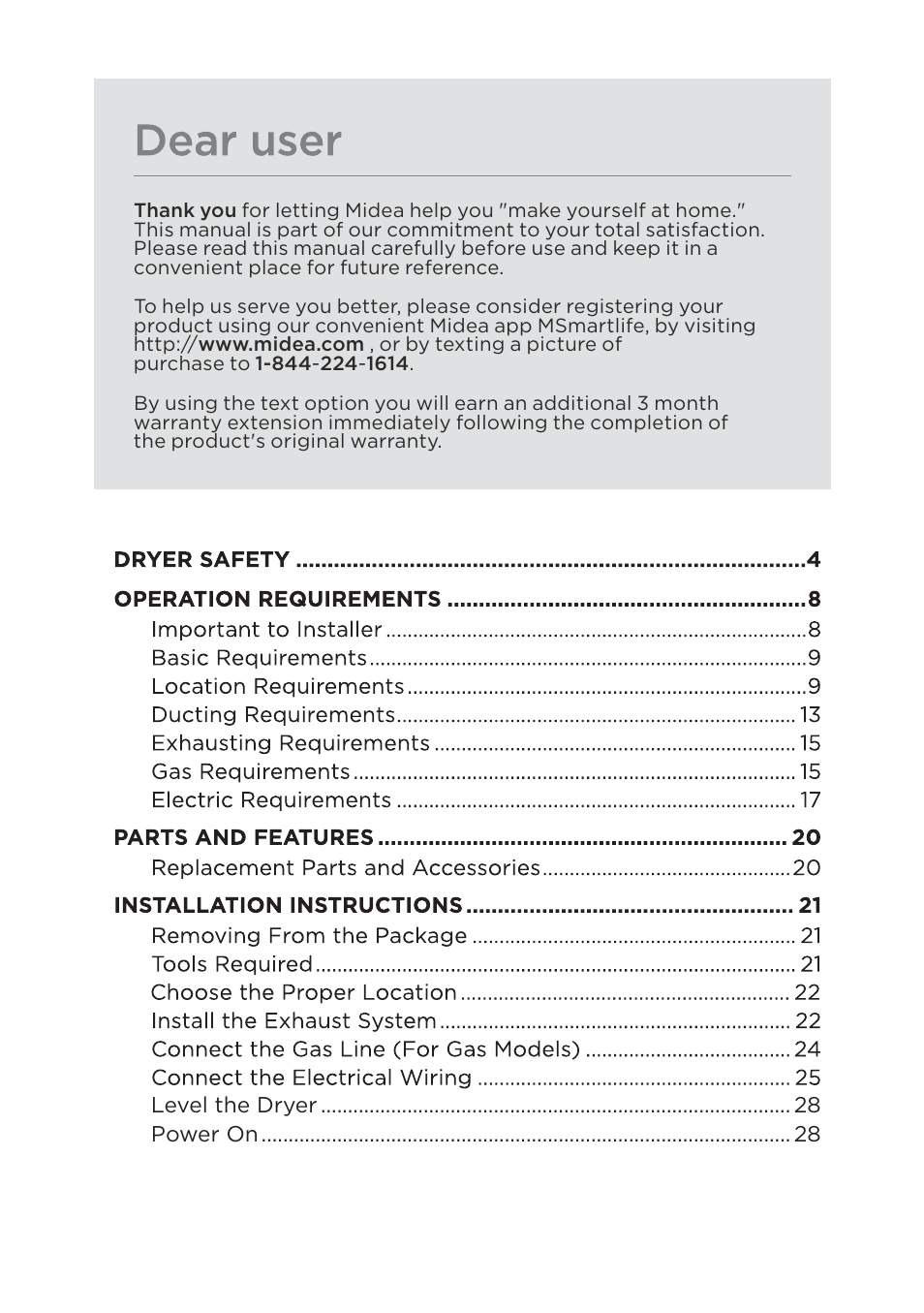 MIDEA 27 Inch Electric Dryer Owner's Manual User Manual | Page 2 / 104