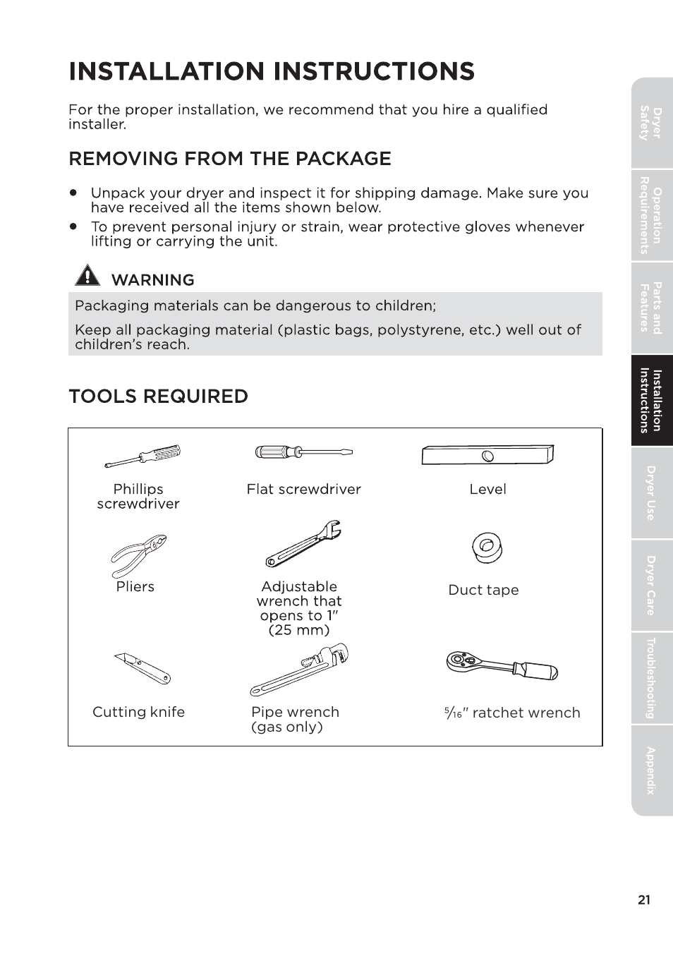 页 21 | MIDEA 27 Inch Electric Dryer Owner's Manual User Manual | Page 21 / 104