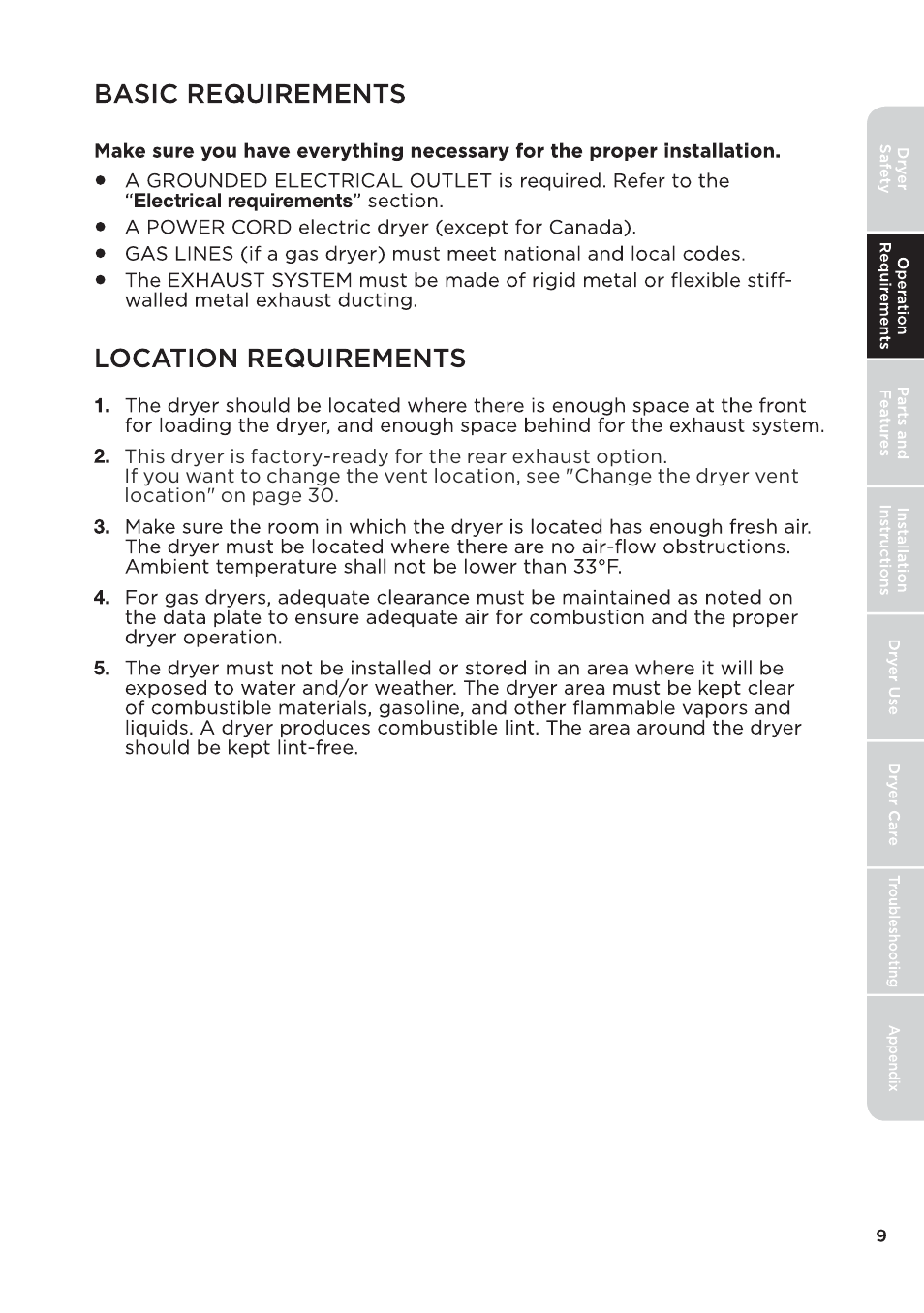 MIDEA 27 Inch Electric Dryer Owner's Manual User Manual | Page 9 / 104